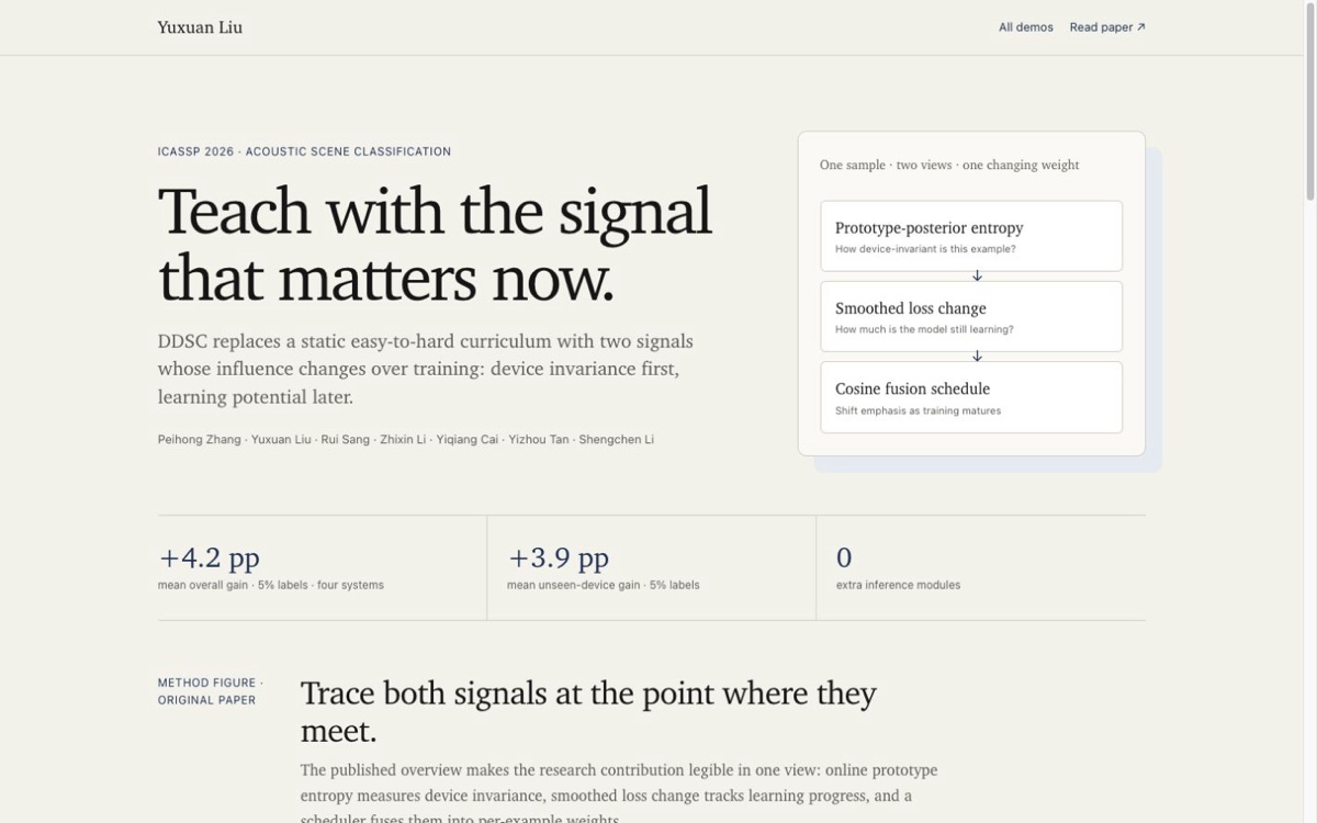 Current DDSC page showing its dynamic dual-signal curriculum