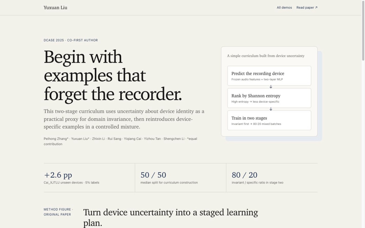 Current entropy-guided curriculum page showing staged learning from device uncertainty